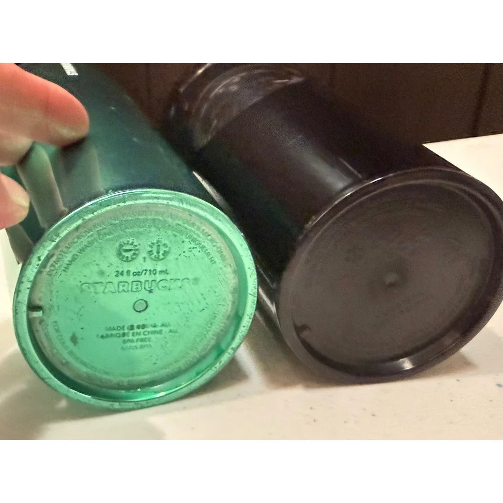 Starbucks Halloween Tumbler Lot 2 Black Drip Green Iridescent Cold Cups